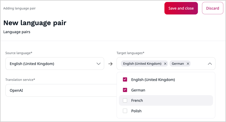 Creating a language pair